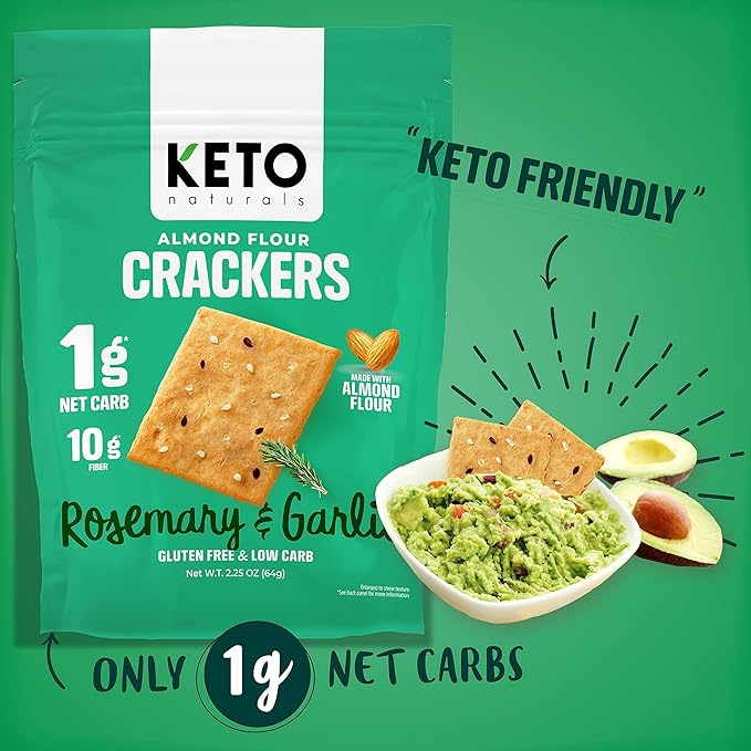 Keto Naturals Rosemary & Garlic Almond Flour Crackers